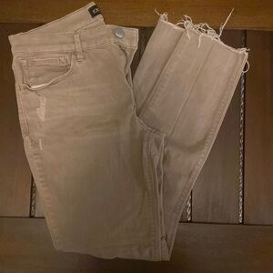 Express Light Brown Distressed Stretch Mid Rise Ankle Legging